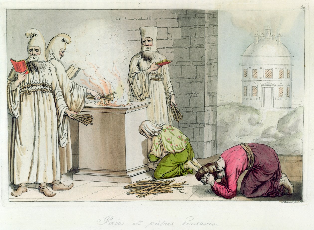 Bål med persiska präster, illustration från 