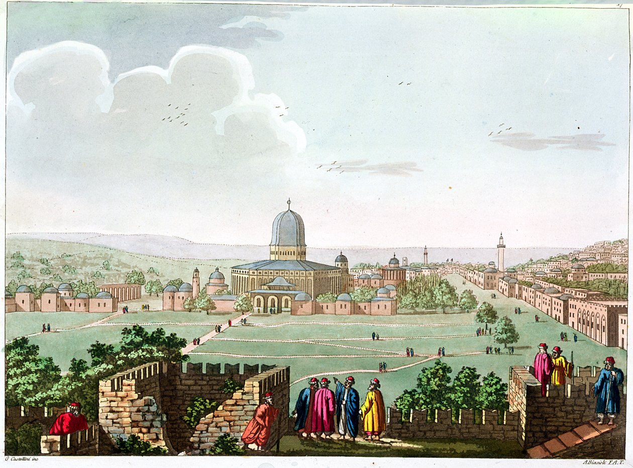 Omars moské, graverad av G. Castellini, ca 1820 (färgstick) av Angelo Biasioli