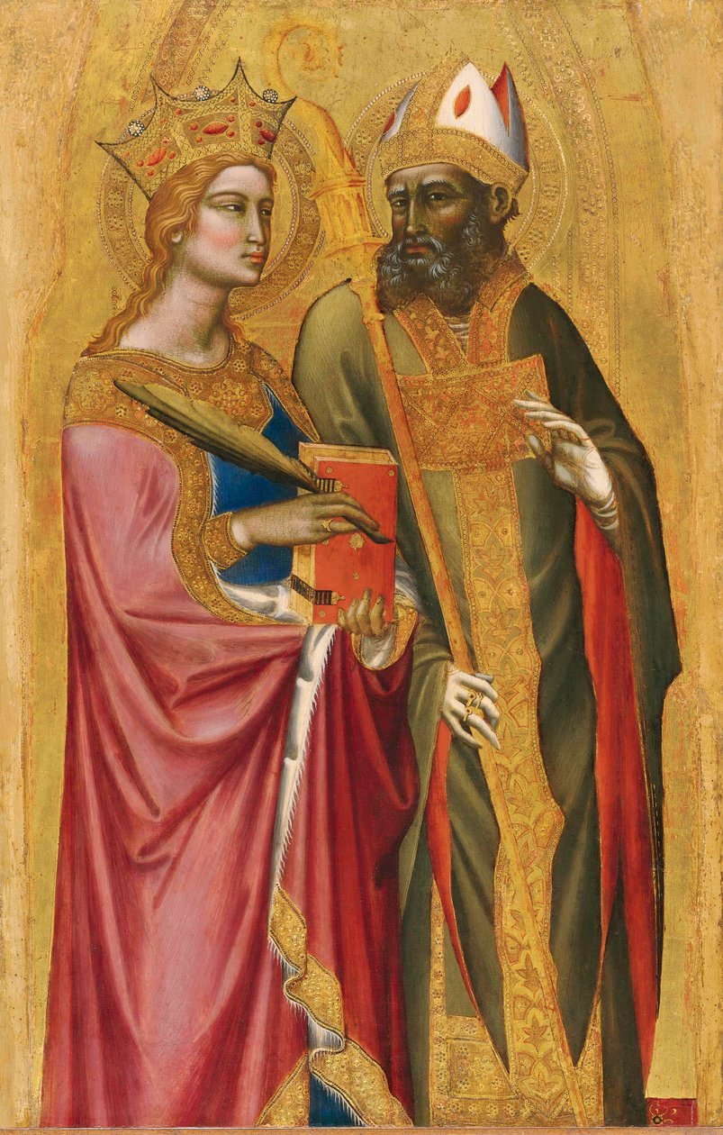 Saint Catherine och ett biskopshelgon av Angelo di Puccinelli