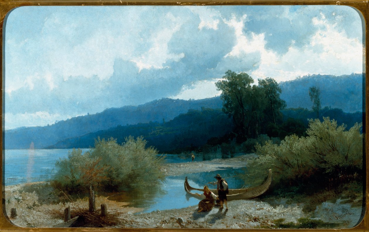 Sjölandskap (Lakescape) Målning av Angelo Beccaria (1820-1897) 1862 Dim 55,5x90,3 cm Genes, Galleria d