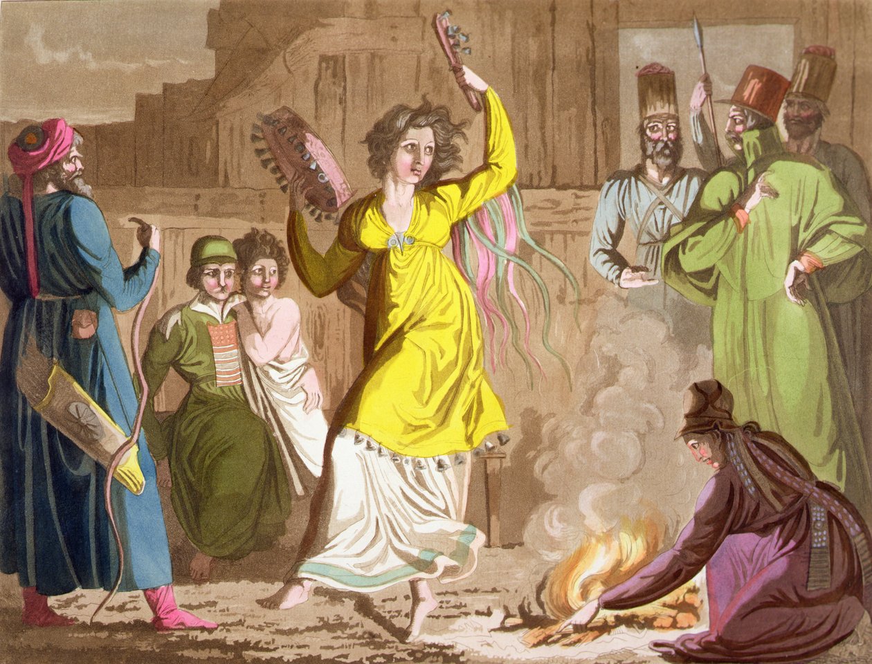 Schamaninna från Teleutfolket, Kemerovo-regionen, Sibirien, tavla 27 från "Le Costume Ancien et Moderne" av Jules Ferrario, publicerad på 1820-30-talen (färglitografi). av Angelo Biasioli