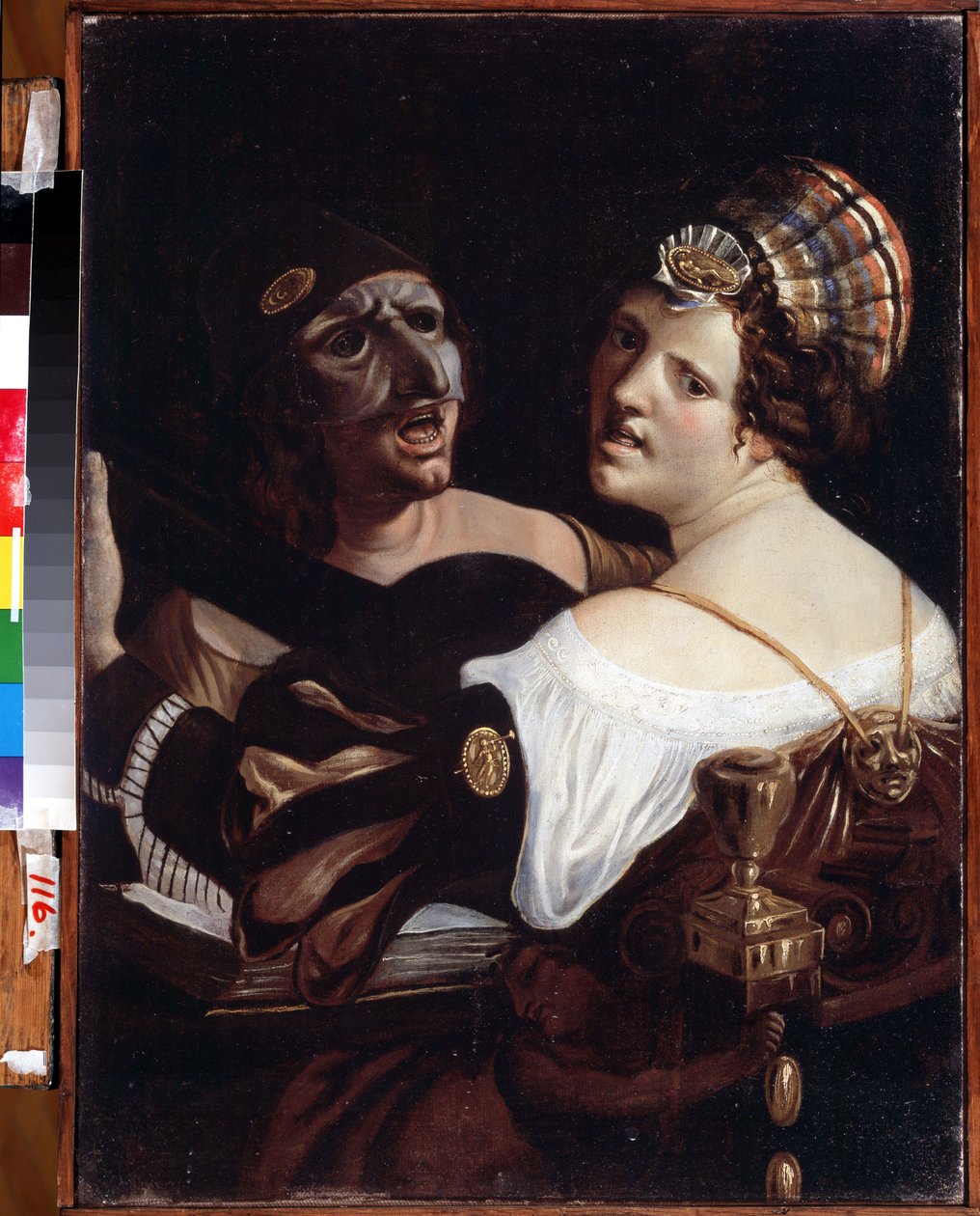 Sjungande skådespelare. Målning av Angelo Carlo Velli (mitten av 1700-talet). Olja på duk, 64,3 x 48 cm. Italiensk konst från 1700-talet. Statens konstmuseum, Jekaterinburg, Ryssland. av Angelo Carlo Velli