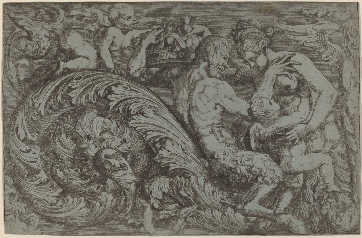 Dekorativ panel med mytologiska figurer av Angelo Falconetto