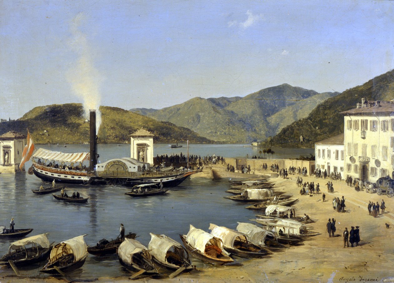 Hamnen i Como (Como) av Angelo Inganni