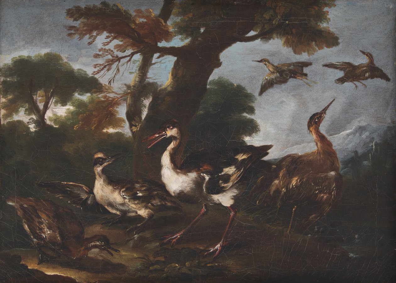 Landskap med fåglar av Angelo Maria Crivelli