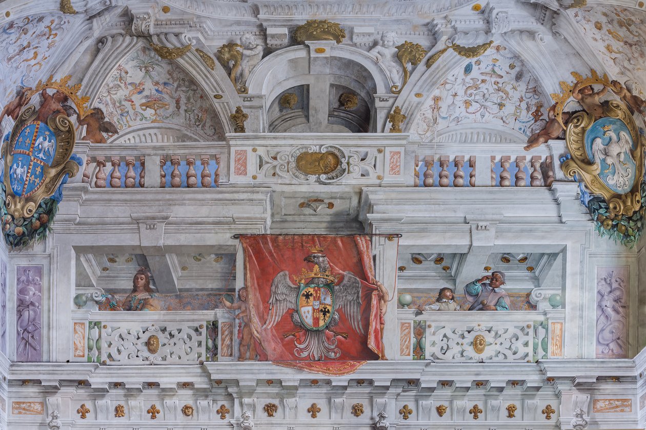 Salen med Bolognakvarteren, Vakternas sal, Este hertigpalatset, Sassuolo, Italien av Angelo Michele Colonna