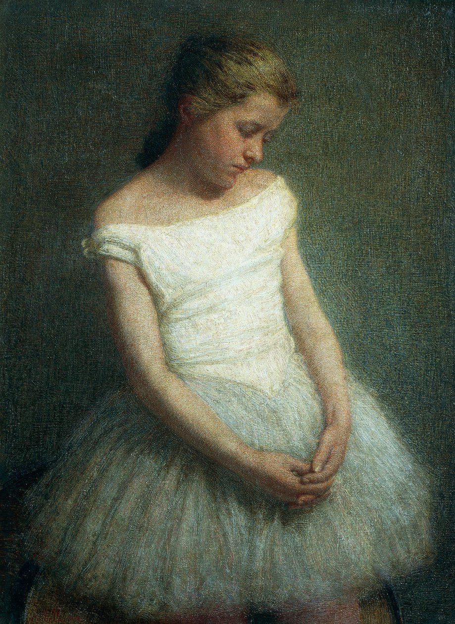 Dansare, liten flicka klädd i en tutu av Angelo Morbelli