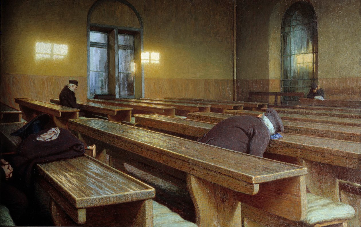 Firande dag på Trivulzio hospice i Milano. Målning av Angelo Morbelli (1853-1919) av Angelo Morbelli