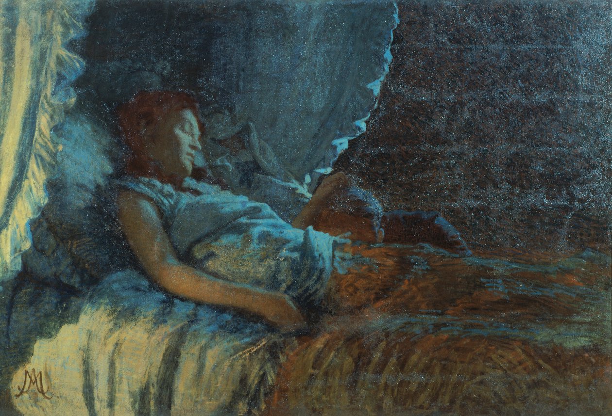 Happy Dawn, av Angelo Morbelli (1853-1919), olja på duk av Angelo Morbelli