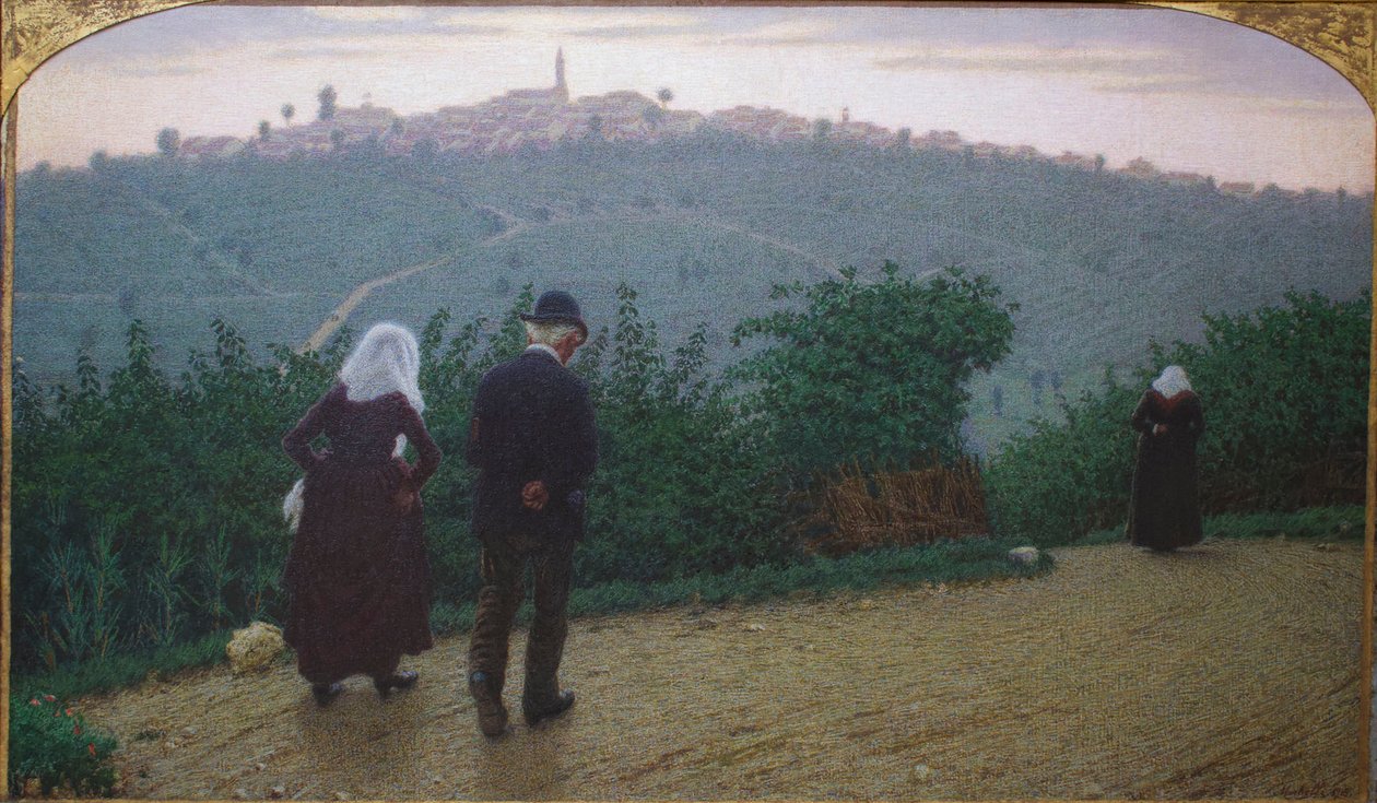 Söndag Dawn Första mässan. av Angelo Morbelli