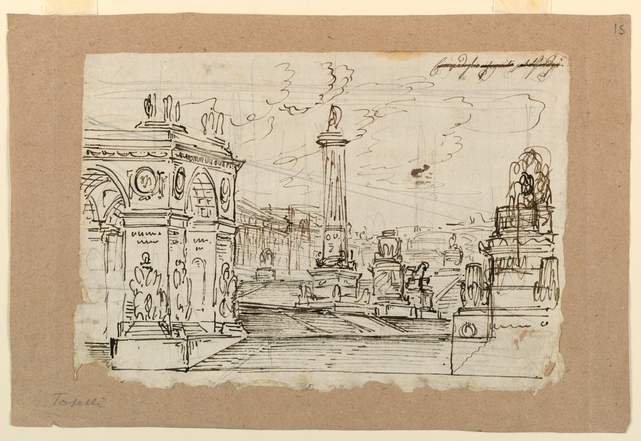 Scenografi, grupp antika monument av Angelo Toselli