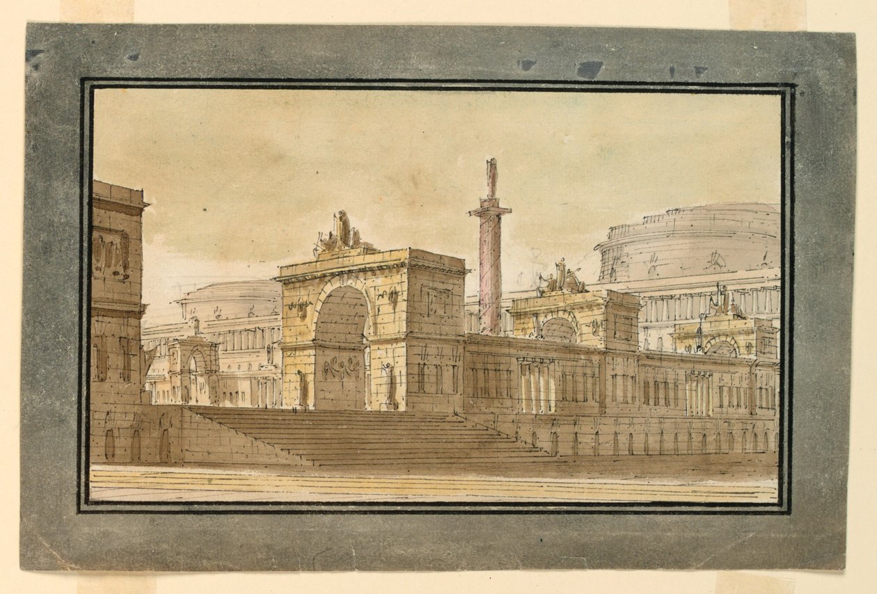 Scenografi, grupp av palatsbyggnader av Angelo Toselli