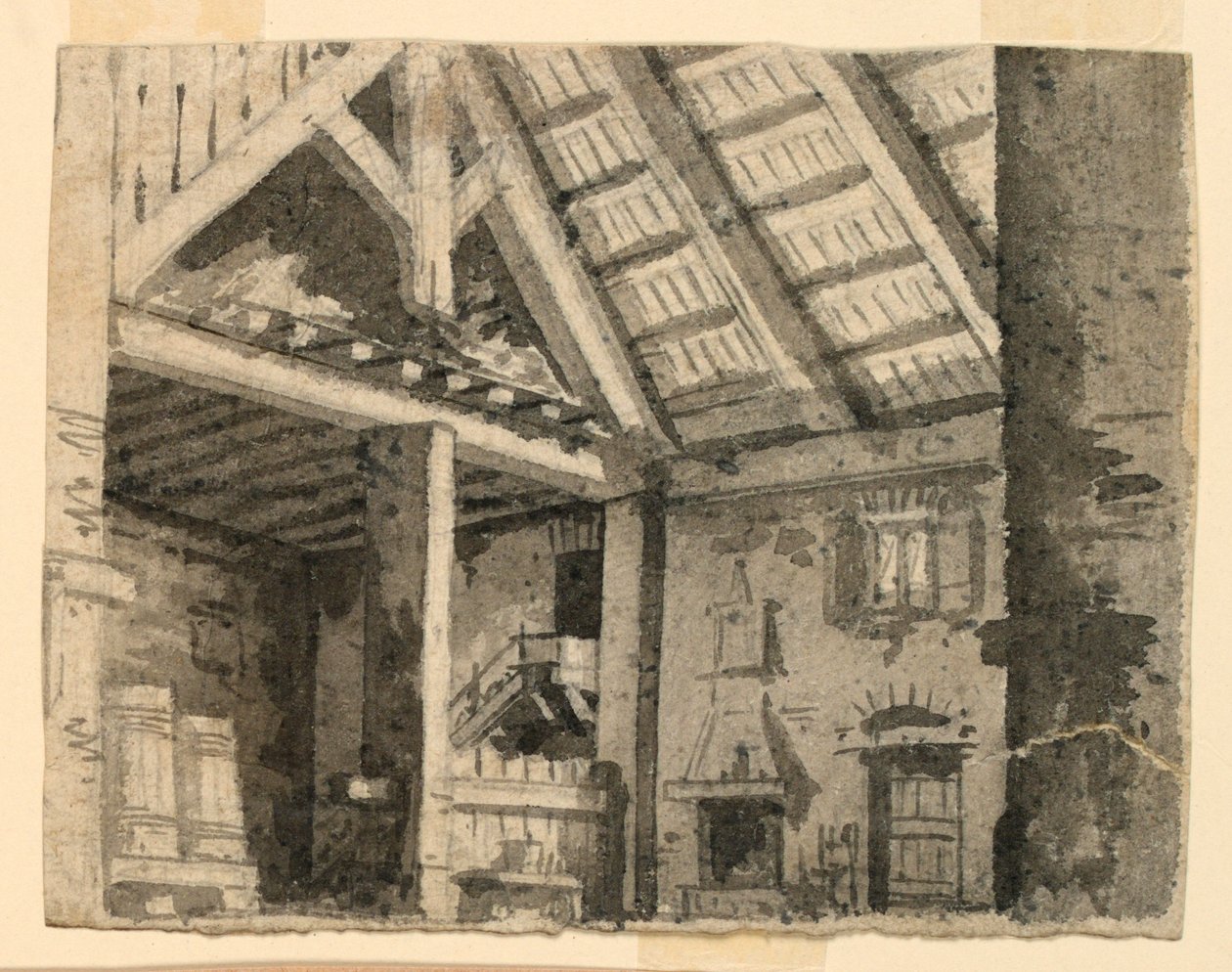 Scendesign, interiör av ett lantligt boende av Angelo Toselli