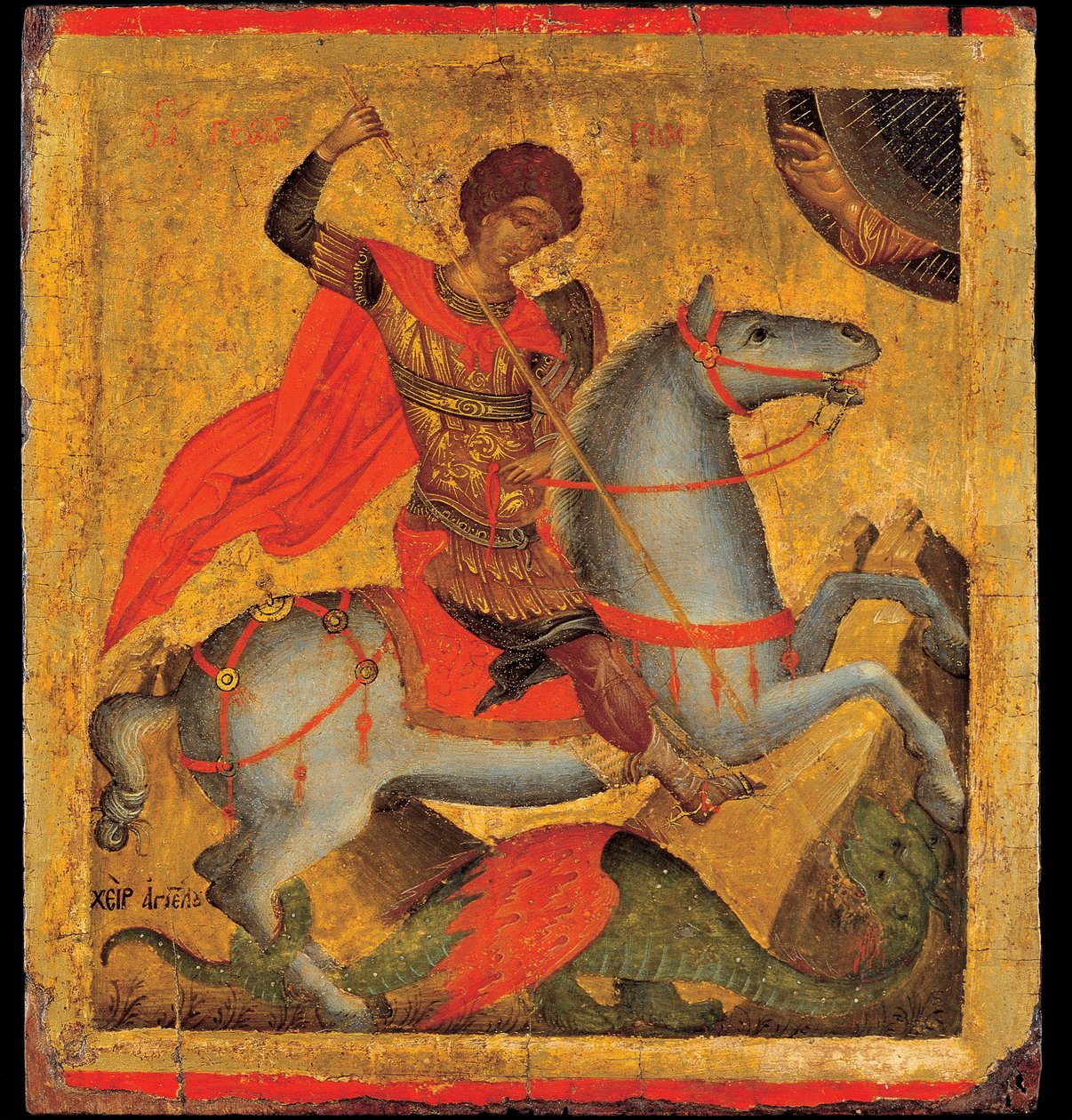 Akotandos, Angelos (aktiv ca 1425-1460) Saint George and the Dragon Tempera på panel ca 1440-1460 Benaki Museum, Aten 40,8x37,5 av Angelos Akotantos