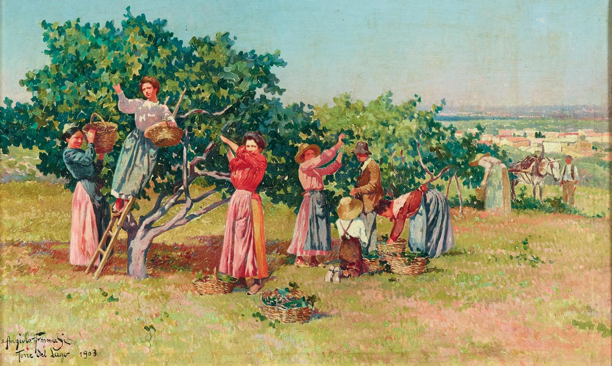 Skörd i Toscana av Angiolo Tommasi