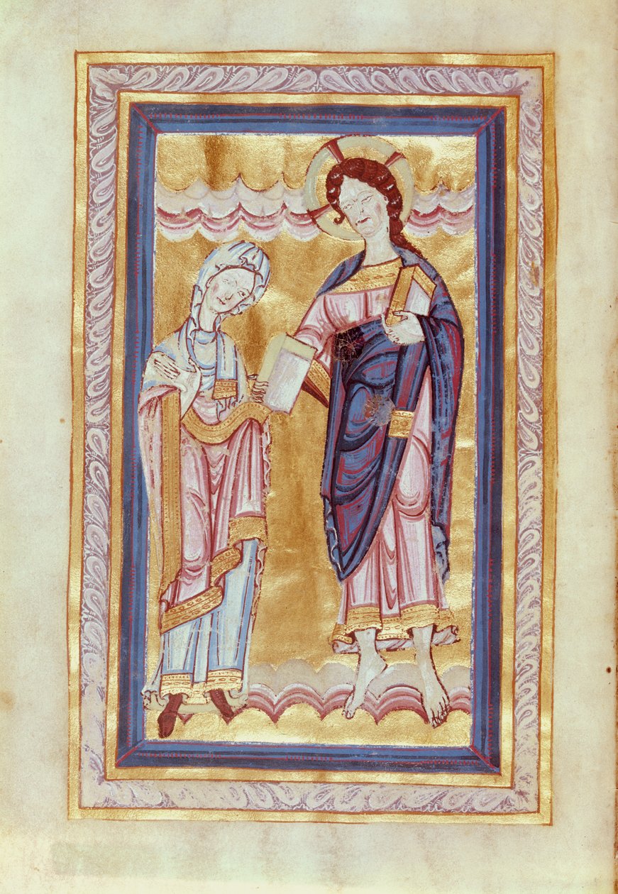 Aa 21 fol.2v Dedikation av boken till Kristus, ur grevinnan Judiths evangelium, 106570 av Anglo Saxon