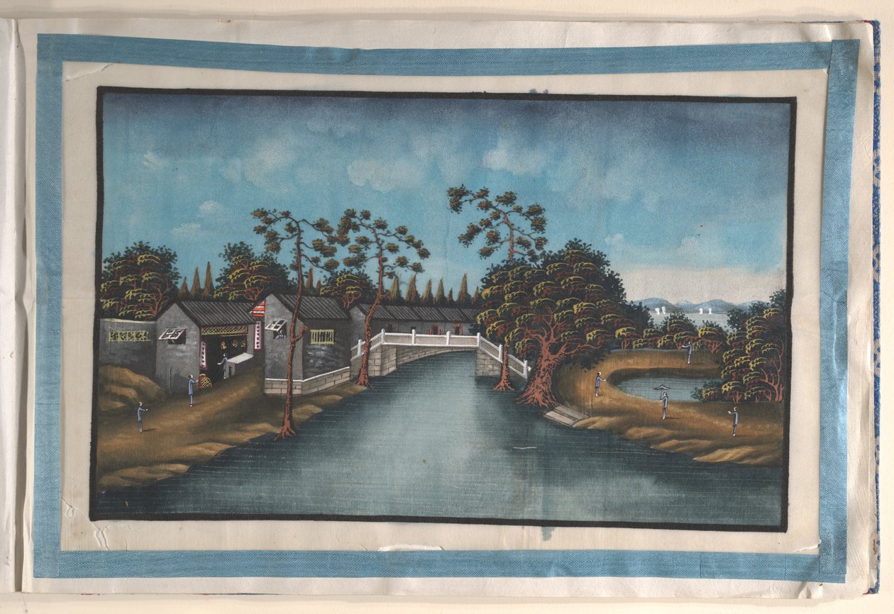 Album innehållande tolv målningar av scener längs en flod av Anglo-Chinese School