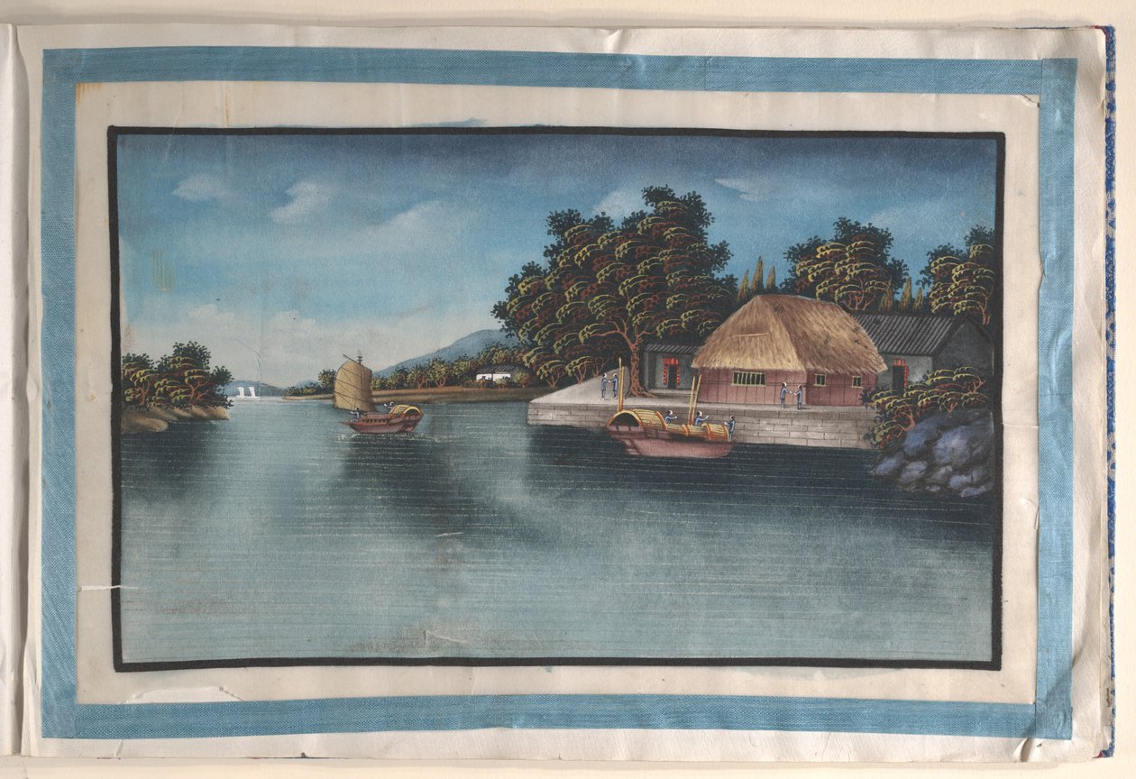 Album innehållande tolv målningar av scener längs en flod av Anglo-Chinese School