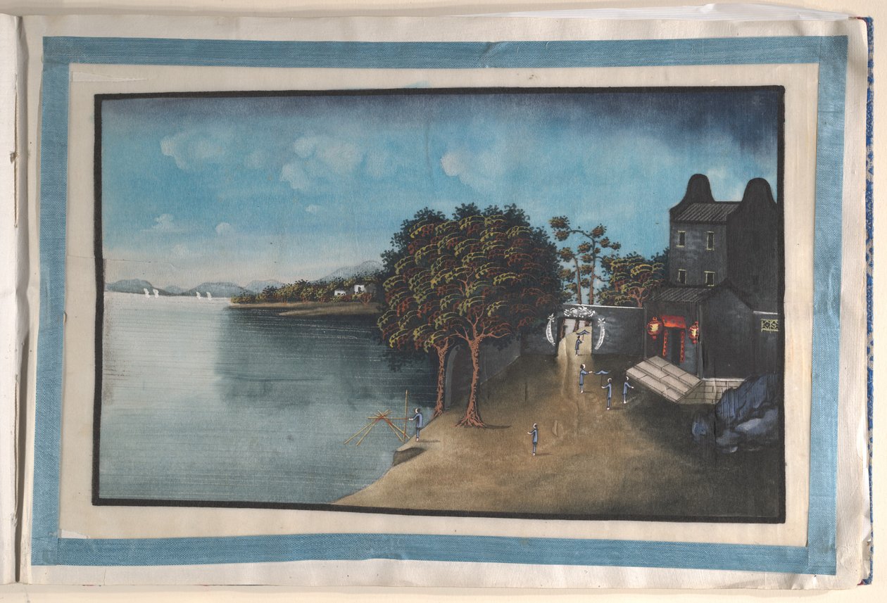 Album innehållande tolv målningar av scener längs en flod av Anglo-Chinese School