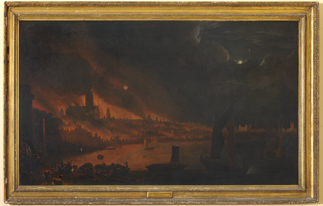 The Great Fire of London, ca 1666-1700 (olja på duk) av Anglo Dutch School