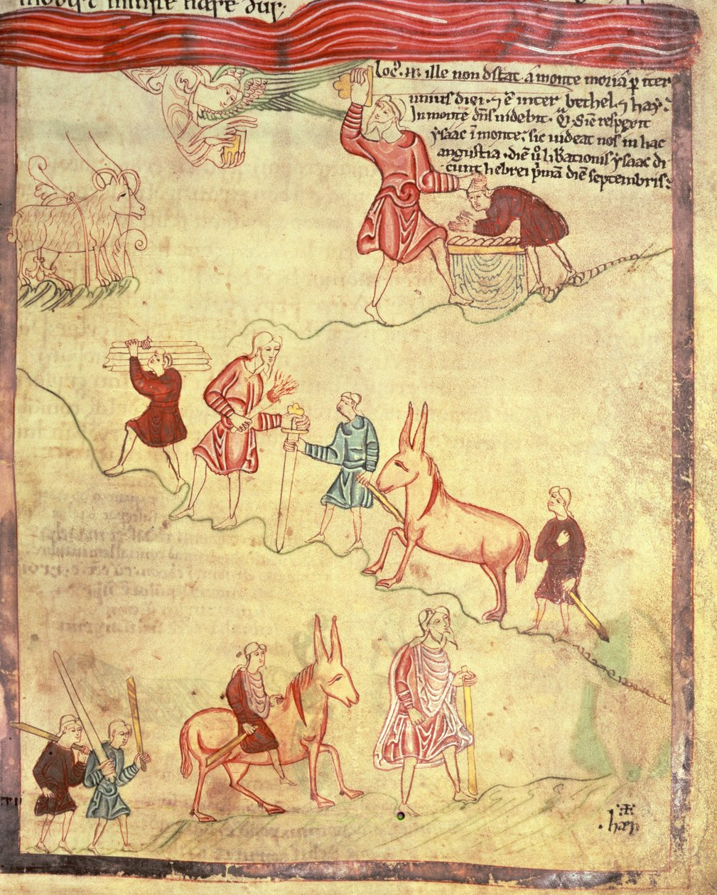 Cott Claud B IV f.38 Abraham och Isaacs offer, från Aelfric Pentateuch, från St. Augustine