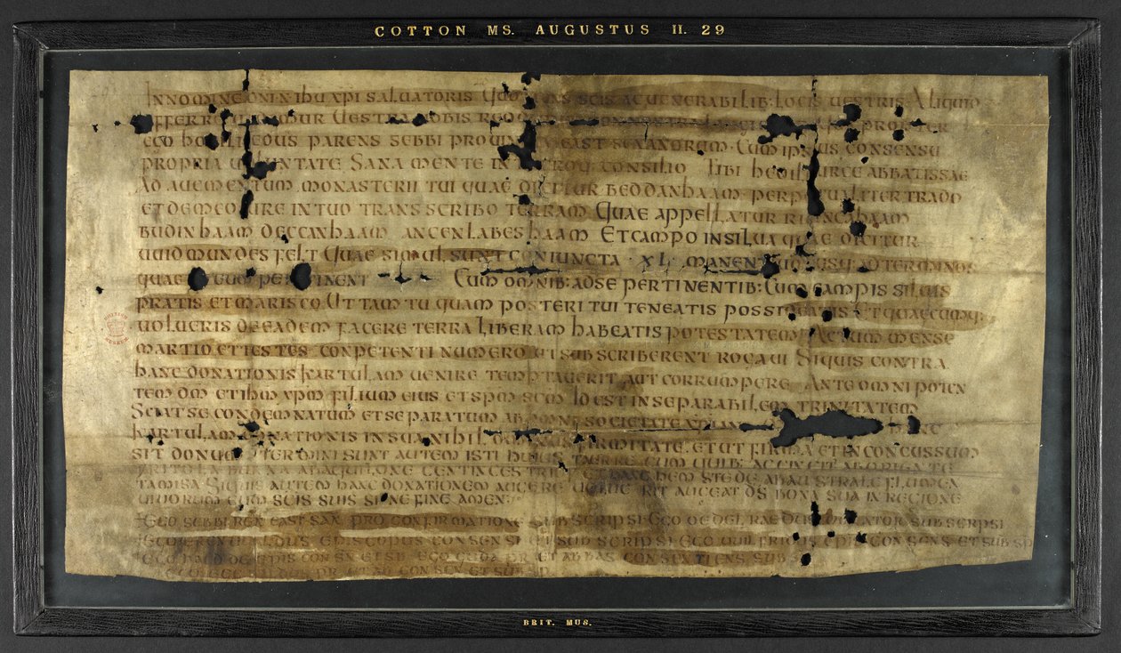 Grant av Hodilredus (Æthelred), släkting till kung Sebbi av östsaxerna (fl. 685-706), till Hedilburg (Æthelburg), abbedissa av Anglo Saxon Anglo Saxon