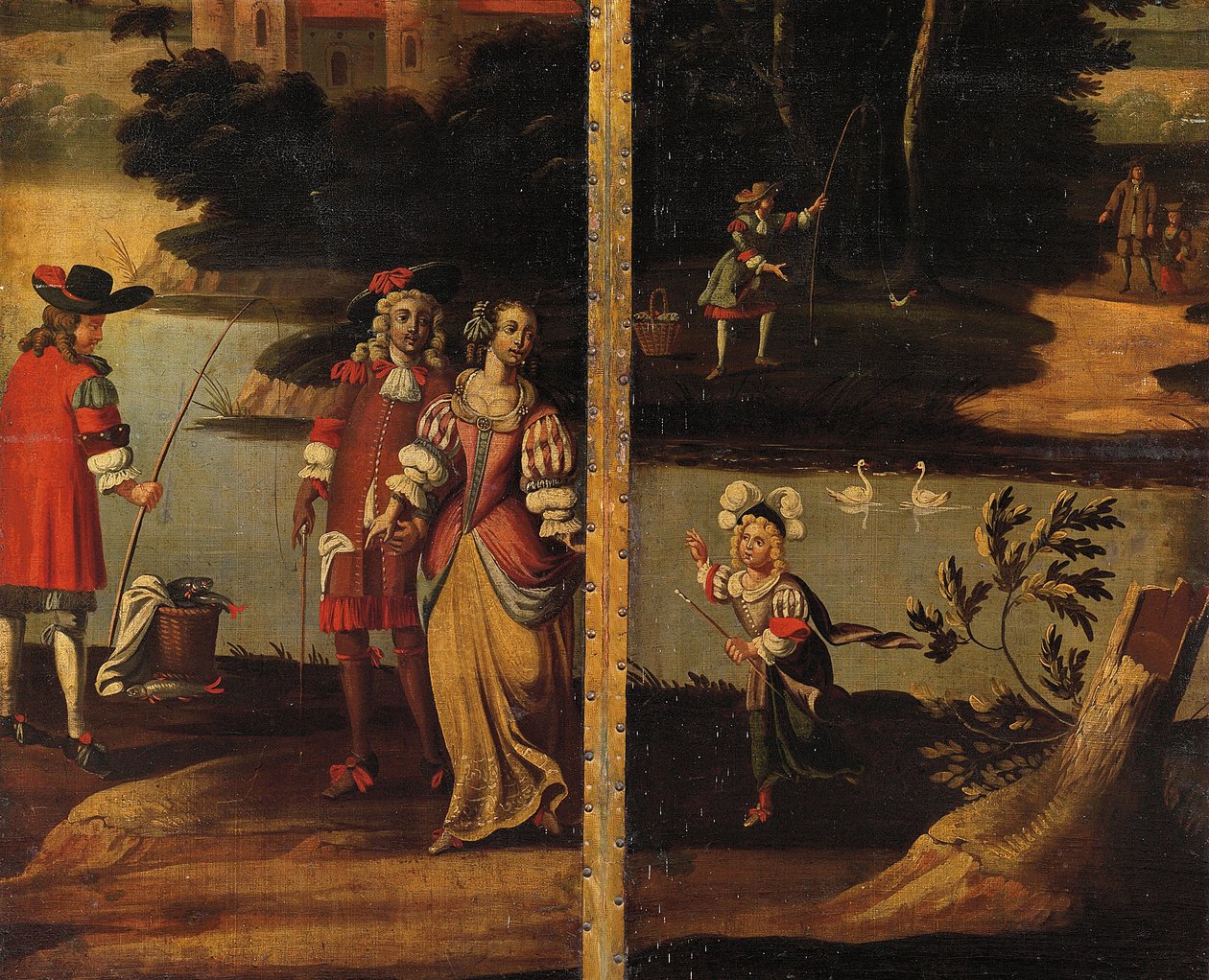 Fyrfaldig dubbelsidig skärm, c.1700 av Anglo Flemish School