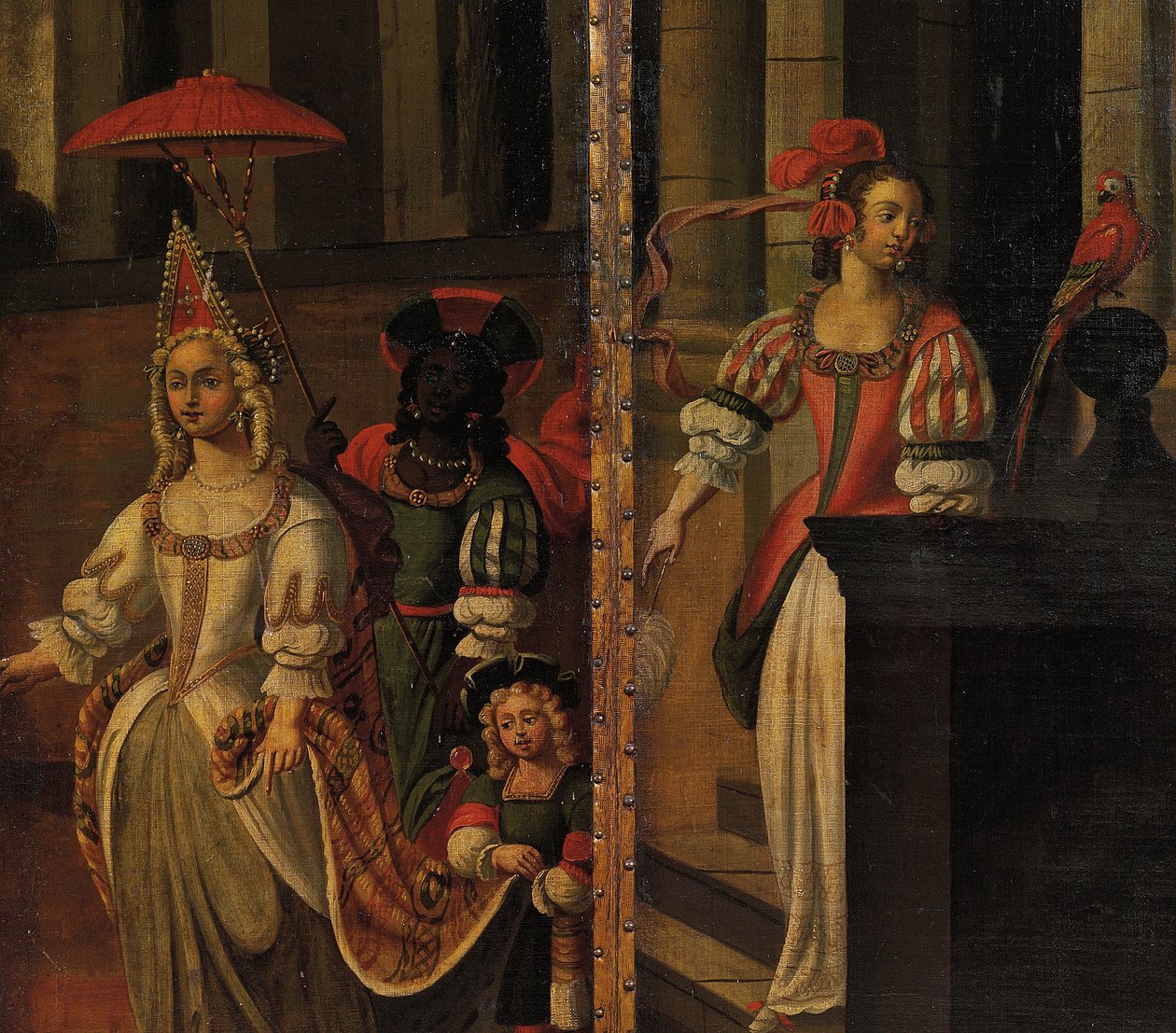 Fyrfaldig dubbelsidig skärm, c.1700 av Anglo Flemish School