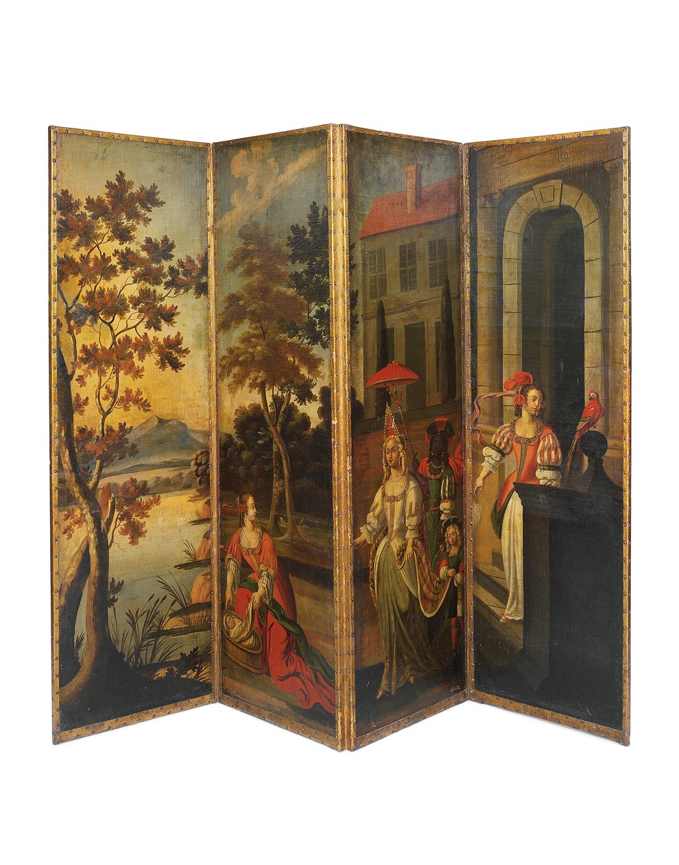 Fyrfaldig dubbelsidig skärm, c.1700 av Anglo Flemish School