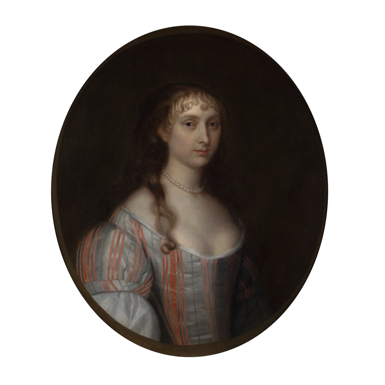Porträtt av en ung dam (olja på duk) av Anglo Flemish School