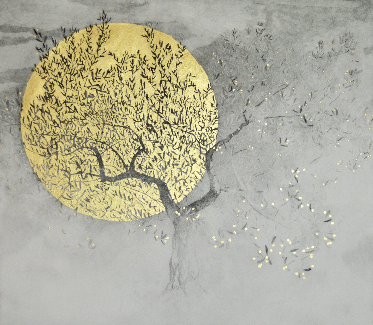 Wisdom, 2019 (etsning, akvatint och bladguld på papper) av angus hampel