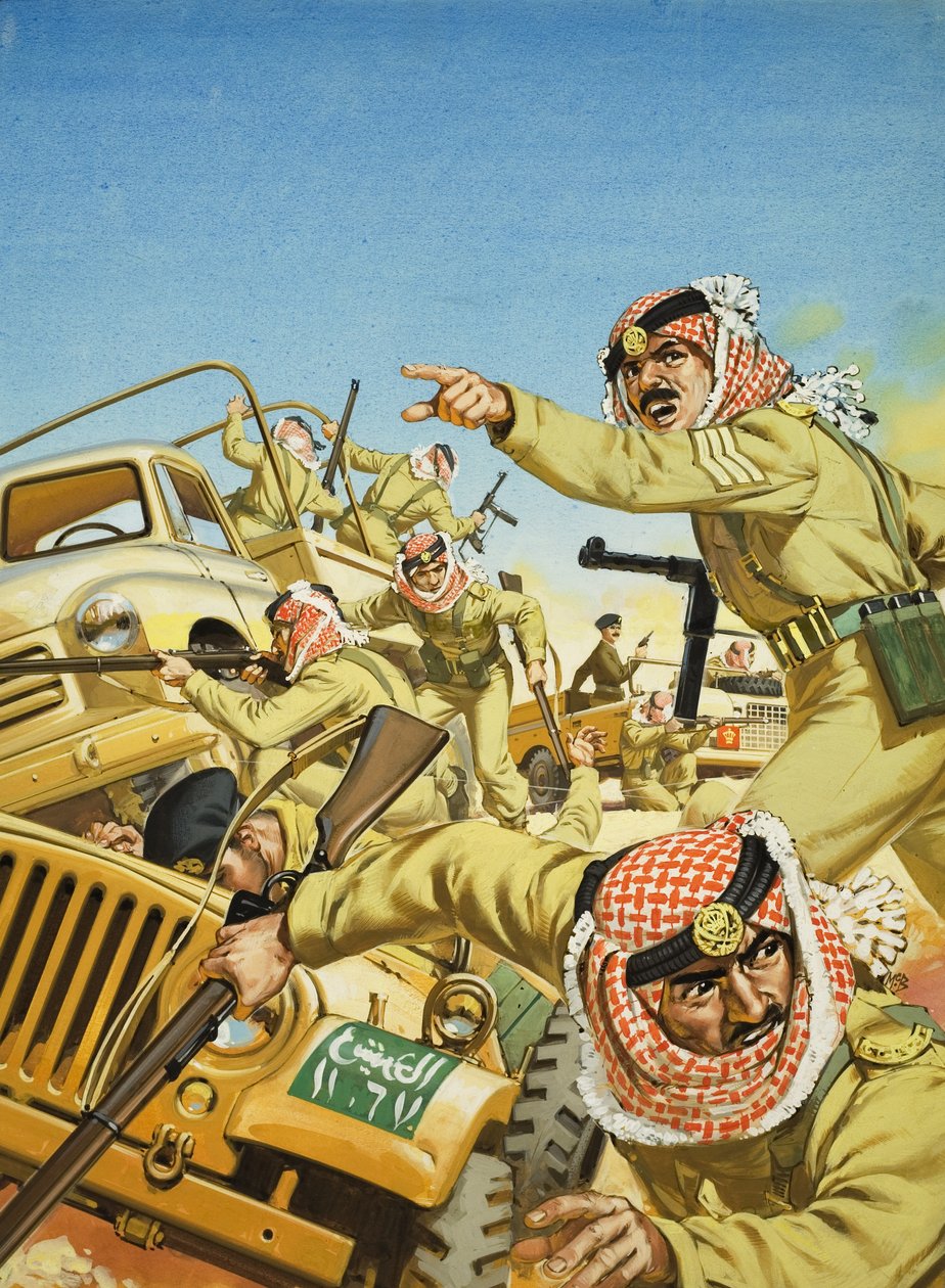 Kung Hussein av Jordanien (1925-99) (gouache på papper) av Angus McBride