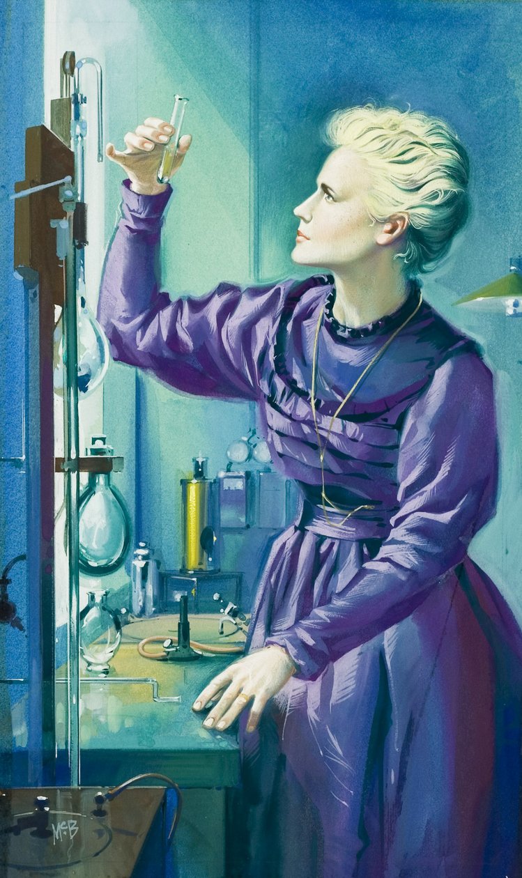 Madame Curie (1867-1934) (gouache på papper) av Angus McBride