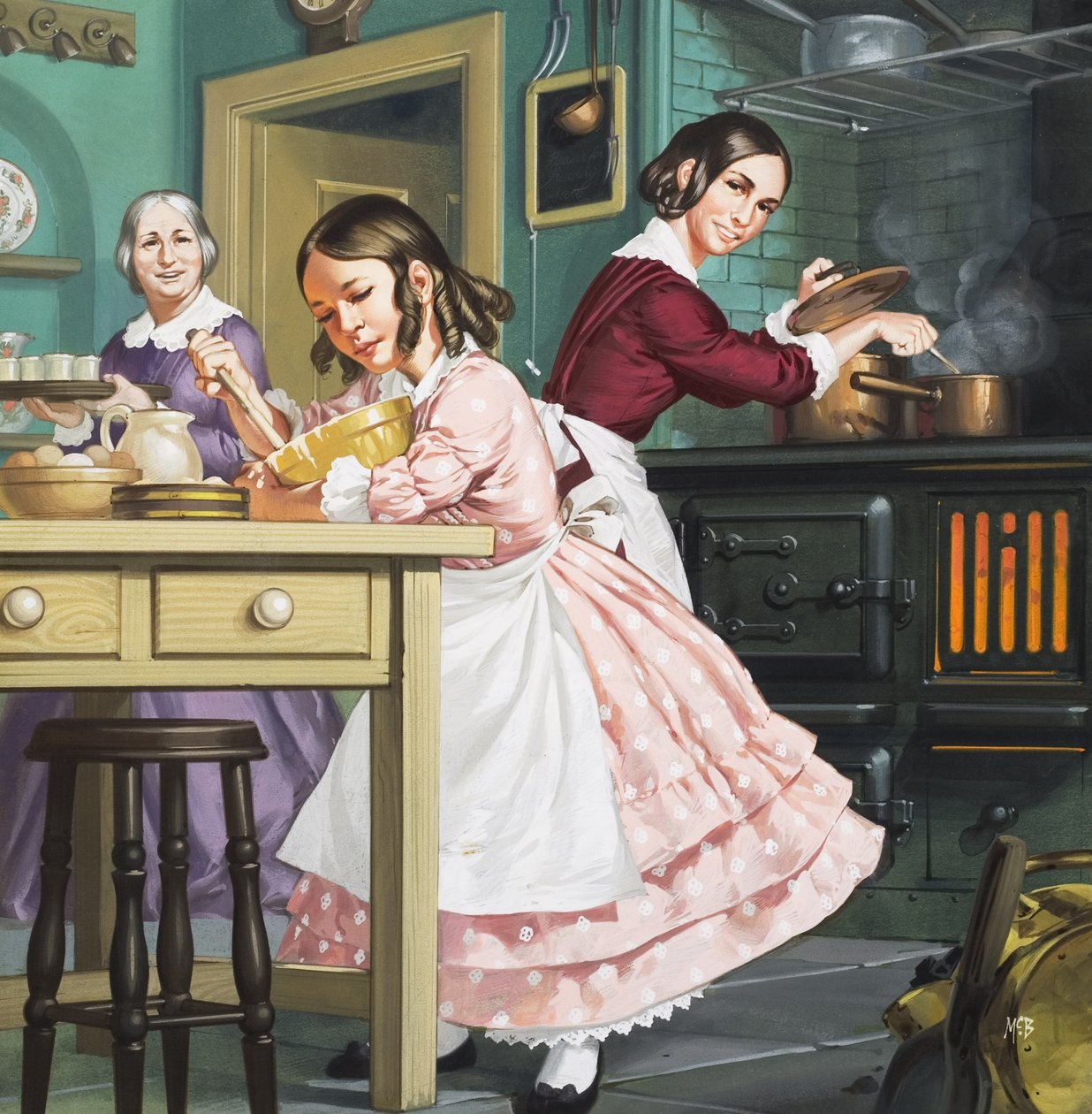 "Ta 800 ägg...", Mrs Beeton (1835-65) som barn (gouache på papper) av Angus McBride