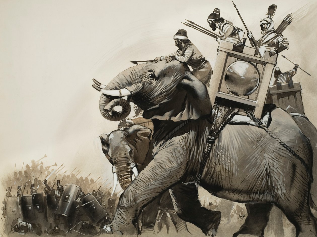 Slaget vid Zama 202 f.Kr. (gouache på papper) av Angus McBride