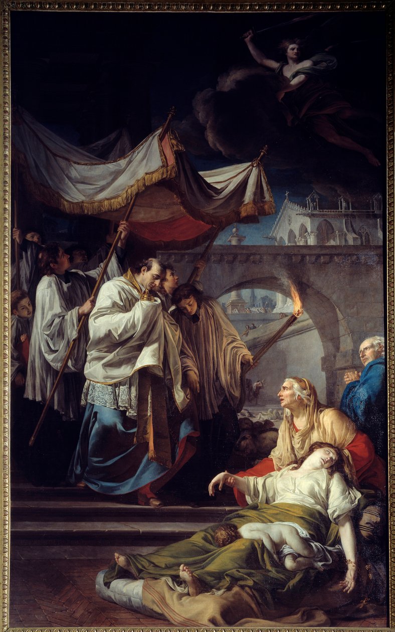 Borromee kommunicerande skadedjur. Saint Charles Borromee (Carlo Borromeo av Anicet Charles Gabriel Lemonnier