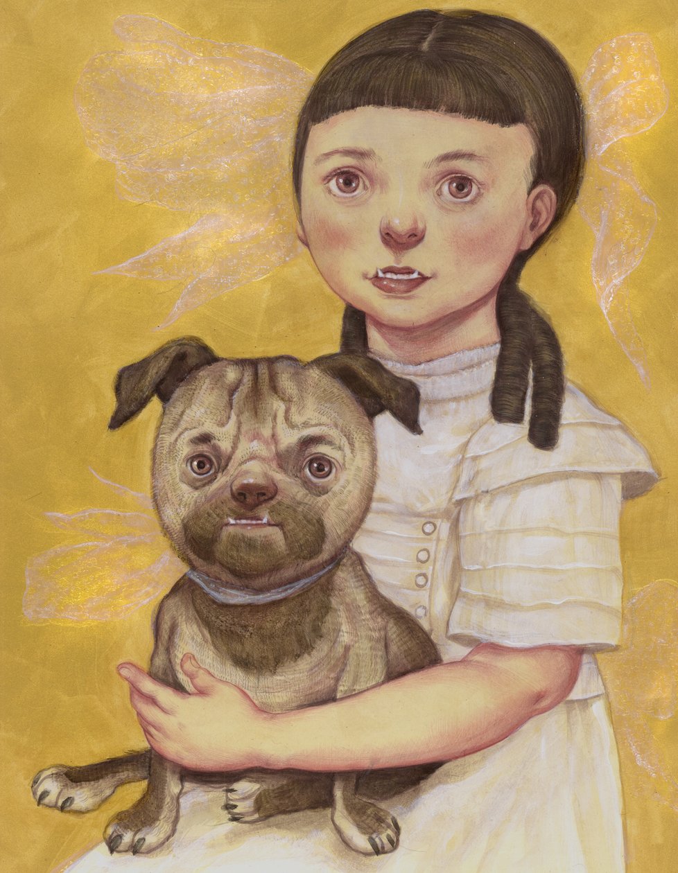 Girl With Stray, 2019 (akrylfärg på illustrationstavla) av Anita Kunz