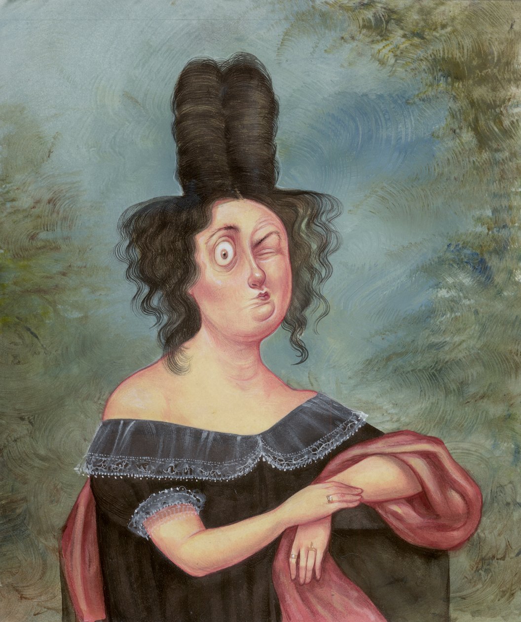 Portrait Of A Dubious Woman, 2018 (akrylfärg på illustrationsskiva) av Anita Kunz