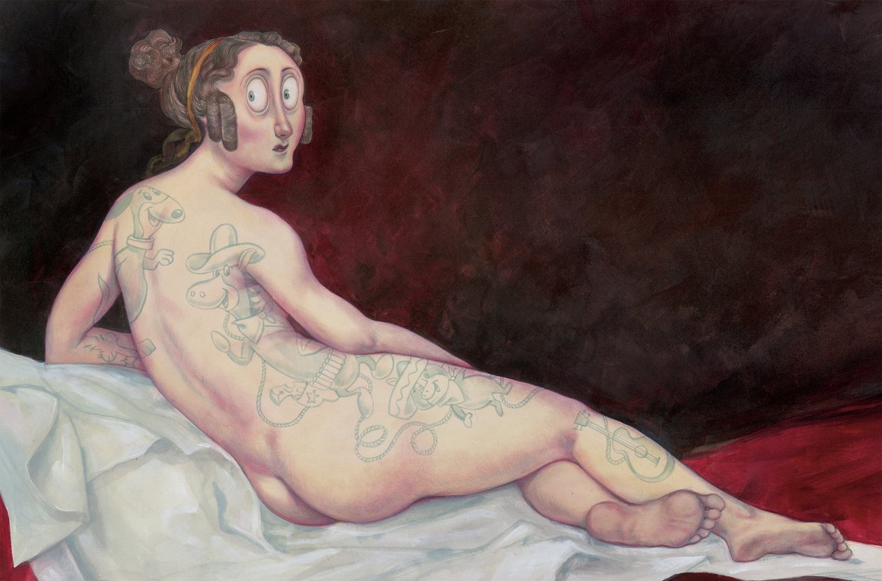 Reclining Nude With Ink, 2018 (akrylfärg på illustrationsskiva) av Anita Kunz