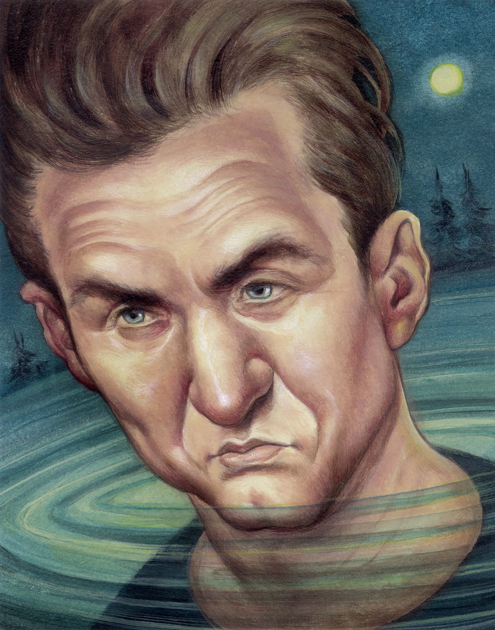 Sean Penn, 2003 (akryl på illustrationstavla) av Anita Kunz