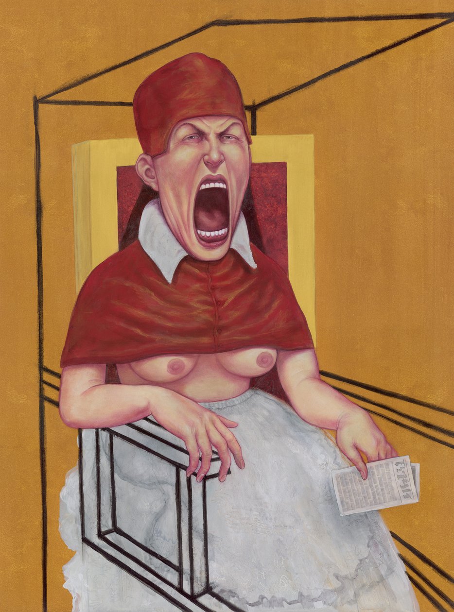 Studie efter Innocenta XX, 2016 (akrylfärg på illustrationsskiva) av Anita Kunz