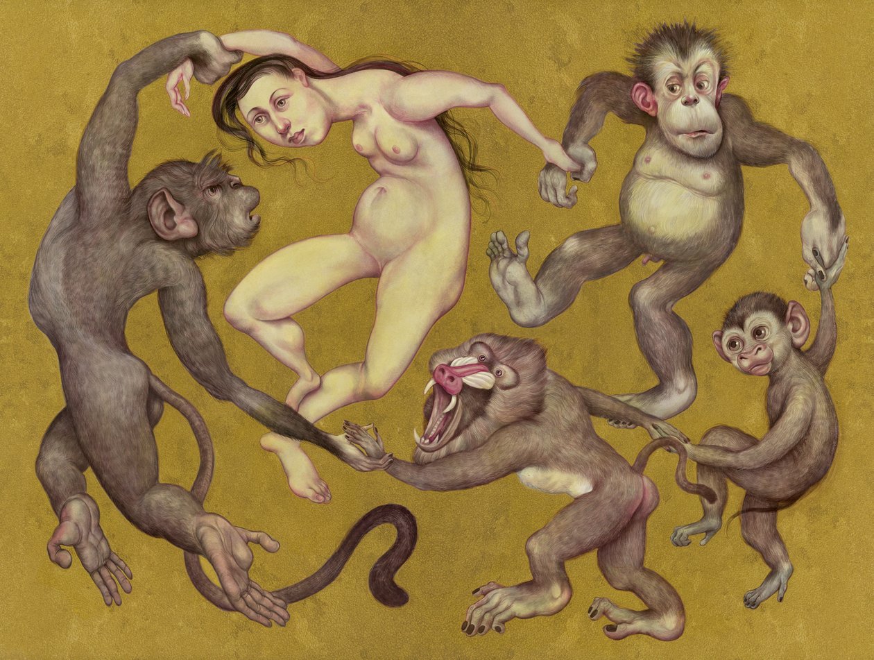 The Tamarin Dancers, 2015 (akrylfärg på illustrationskartong) av Anita Kunz
