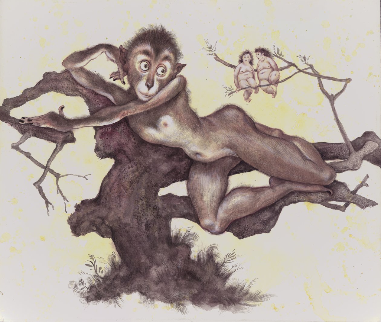 The Vervet In The Tree, 2019 (akrylfärg på illustrationsskiva) av Anita Kunz