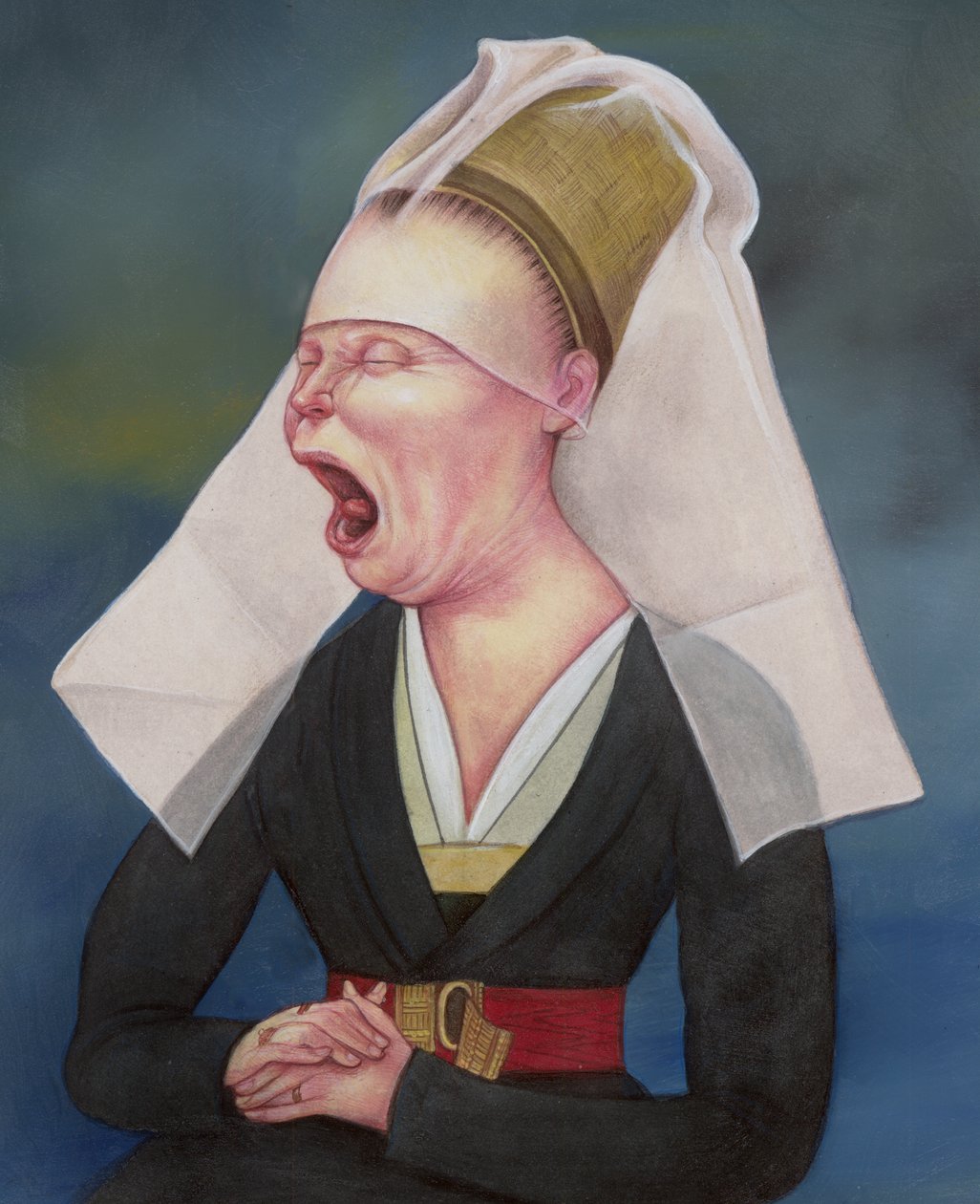 Woman Being Mansplained, 2018 (akrylfärg på illustrationstavla) av Anita Kunz