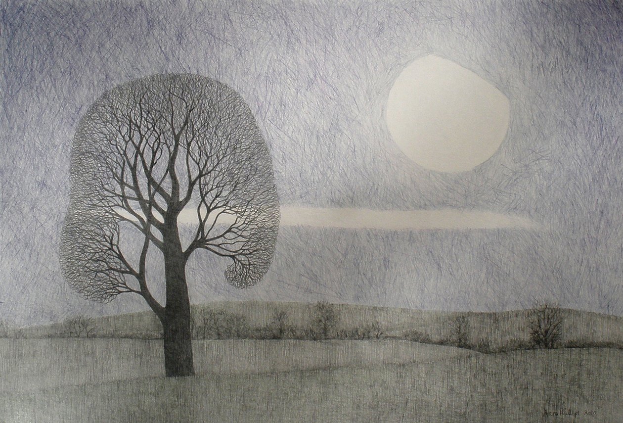 February Moon, 2010 (färgpenna på papper) av Anna Phillips