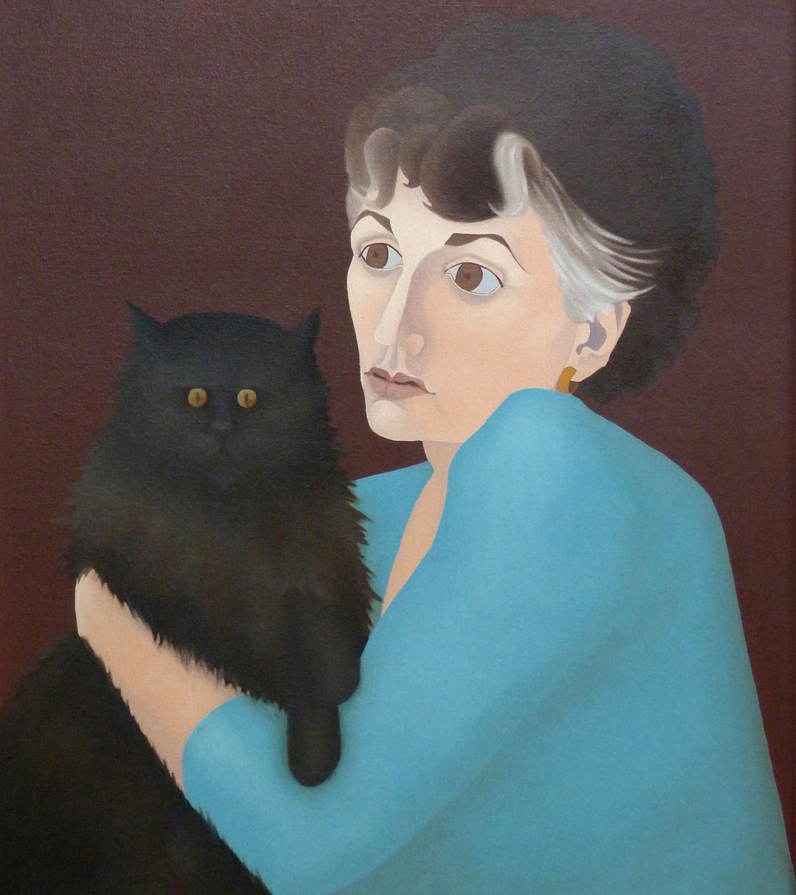 Kvinna med en katt, 1982 av Anna Phillips