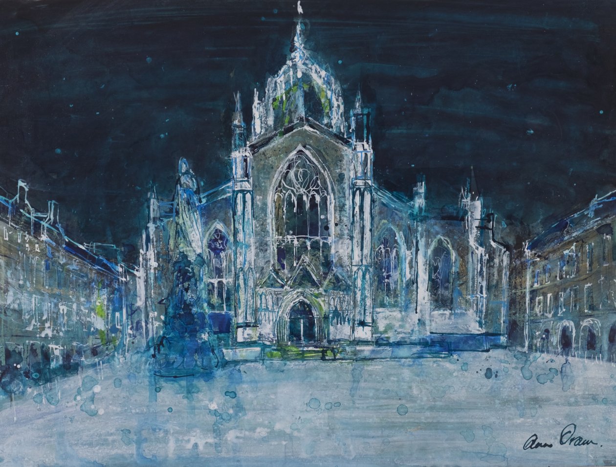 St Giles på natten av Ann Oram