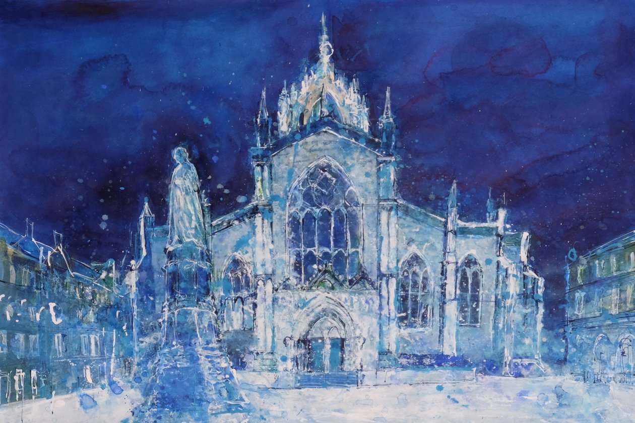 St Giles på natten av Ann Oram