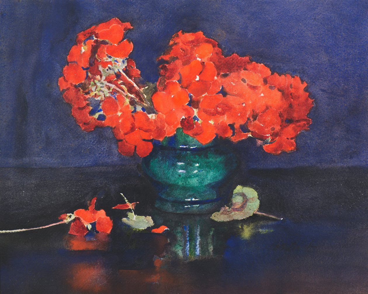 Pelargoner (akvarell) av Ann Spence Black