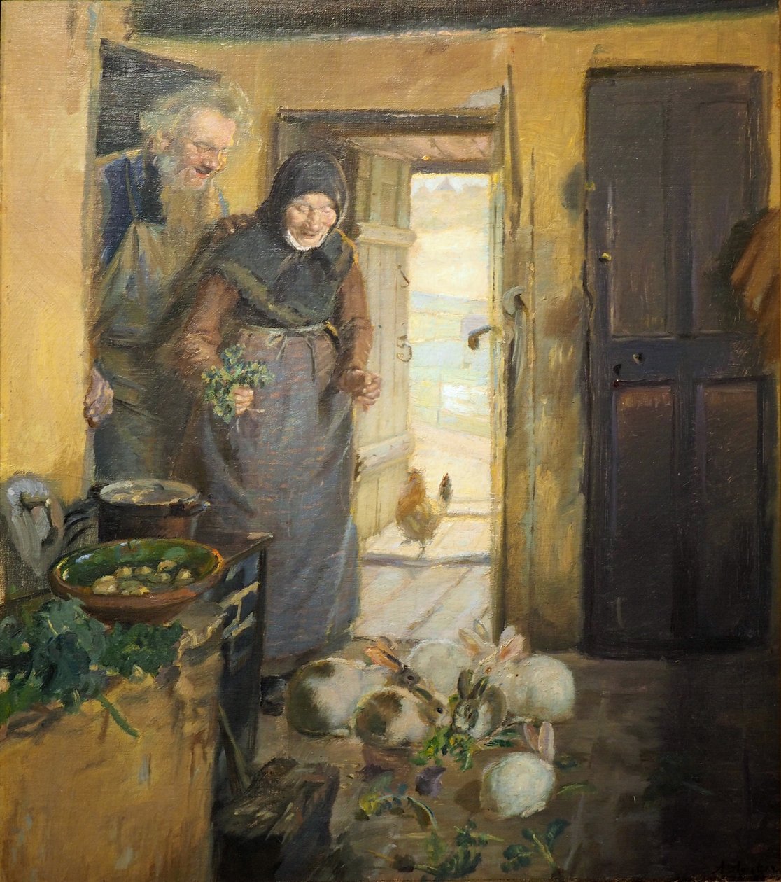 Gammalt par med harar av Anna Ancher
